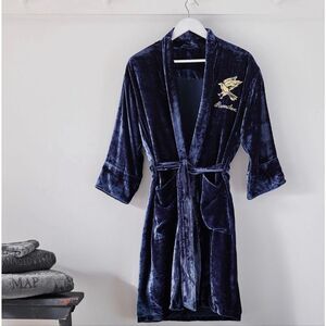 Pottery Barn Teen Robe S/M Navy Blue Harry Potter Ravenclaw Crushed Velvet youth